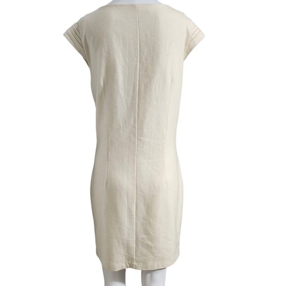 NICOLA Dress M Wool Blend Shift Dress Cap Sleeve Knee Length Dress W Embroidery - Picture 8 of 11